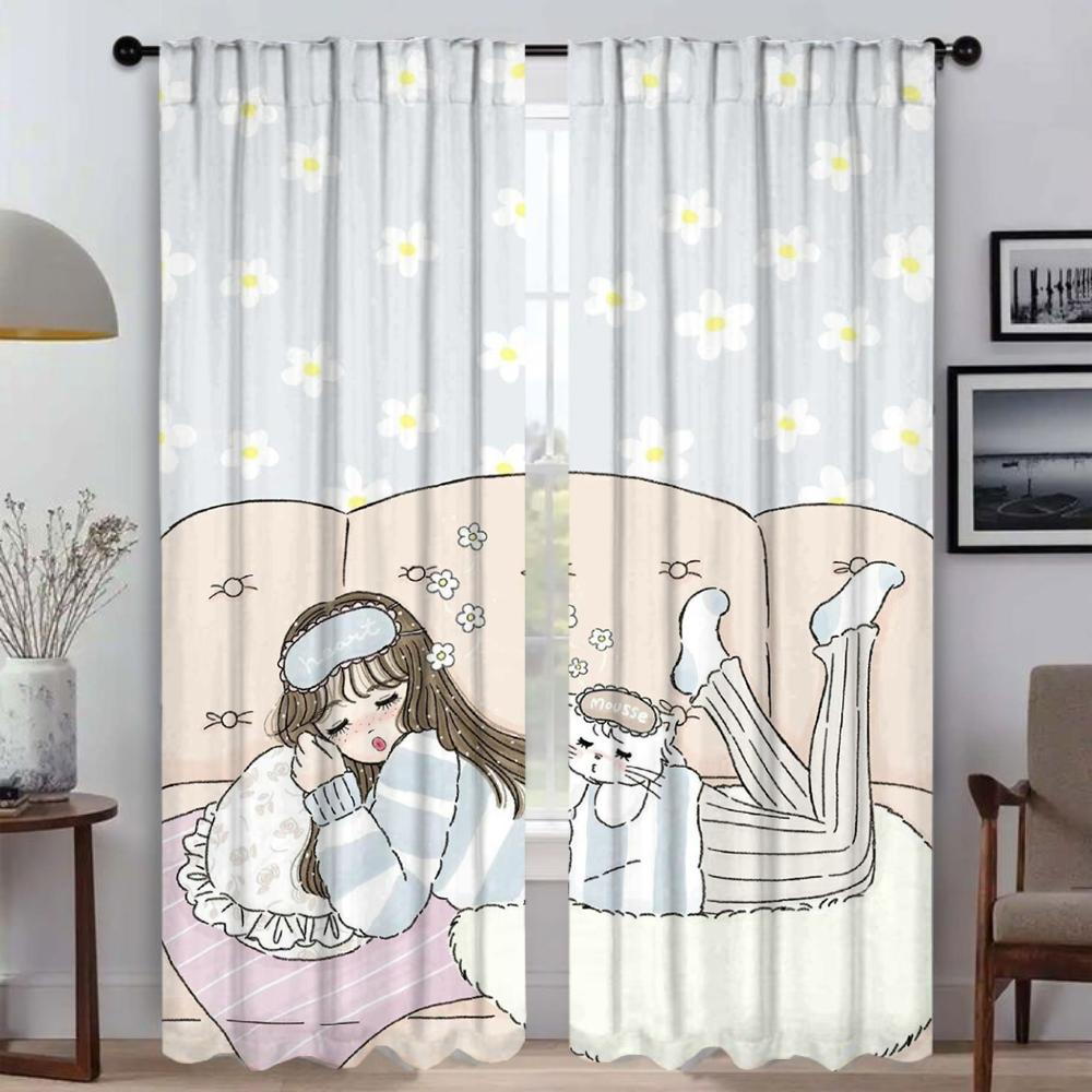 MikkoS Partition Blackout Curtain for Room 2 Panel Halloween Decoration Curtains Child Room Home Interior Curtains Shades Living