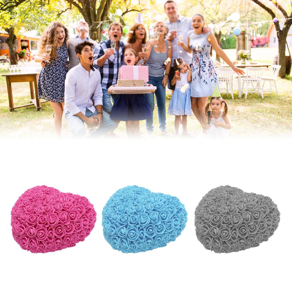 Foam Fake Roses Handcrafted Romantic Decorative Heart Shape Artificial Roses with String Light for B