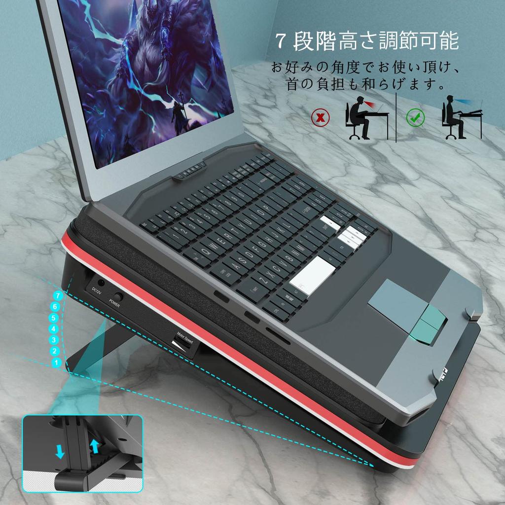 IETS GT500 Bærbar PC Kjølepute Kjølevifte med Kraftig Turbovifte Kjølestativ Rask Kjøling Tetningsskum for Gaming Laptops Inkluderer USB-hub