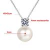 D Farge 0.3CT Moissanite Kvinners Halskjede 8 mm Perleanheng 100 % 925 Sterling Sølv Bryllupsdato Smykker Elegant kjede