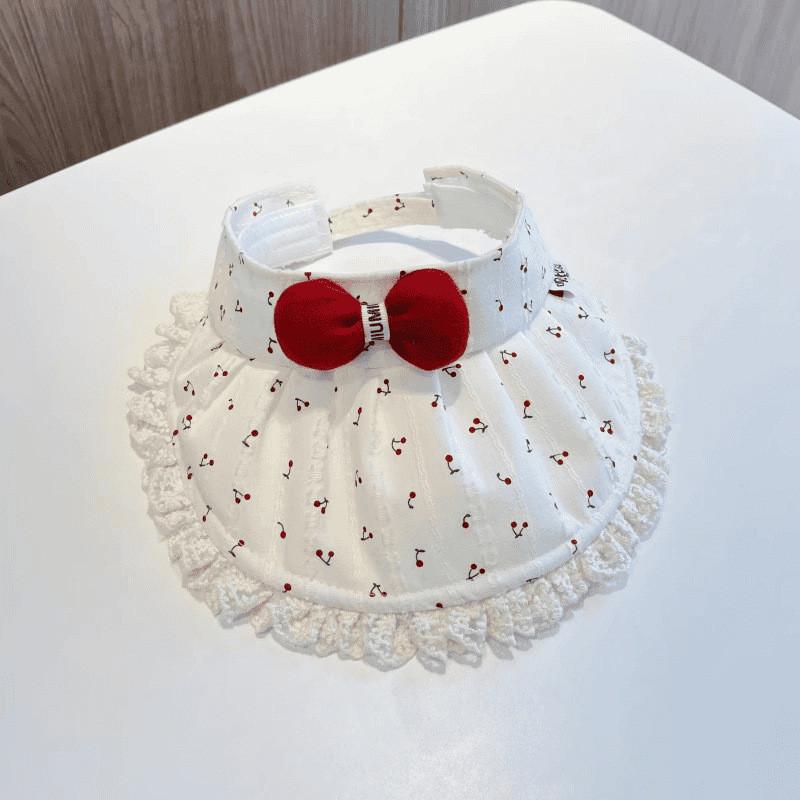 

Summer Baby Girl Sun Hat With Wide Brim And Cherry Print For Outdoor Protection Red