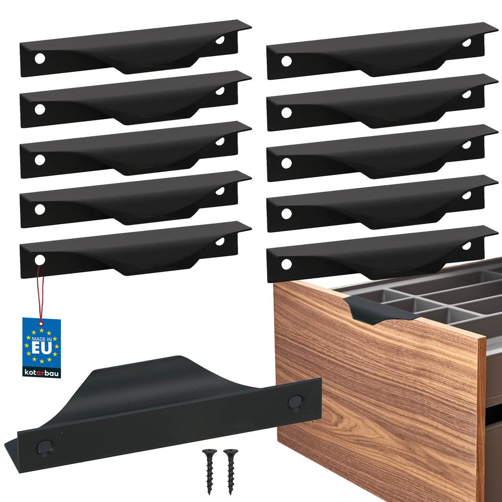 Kotarbau® Modern Edge Furniture Handle Aluminum Matte Black 96 / 116 Mm Set Of 10