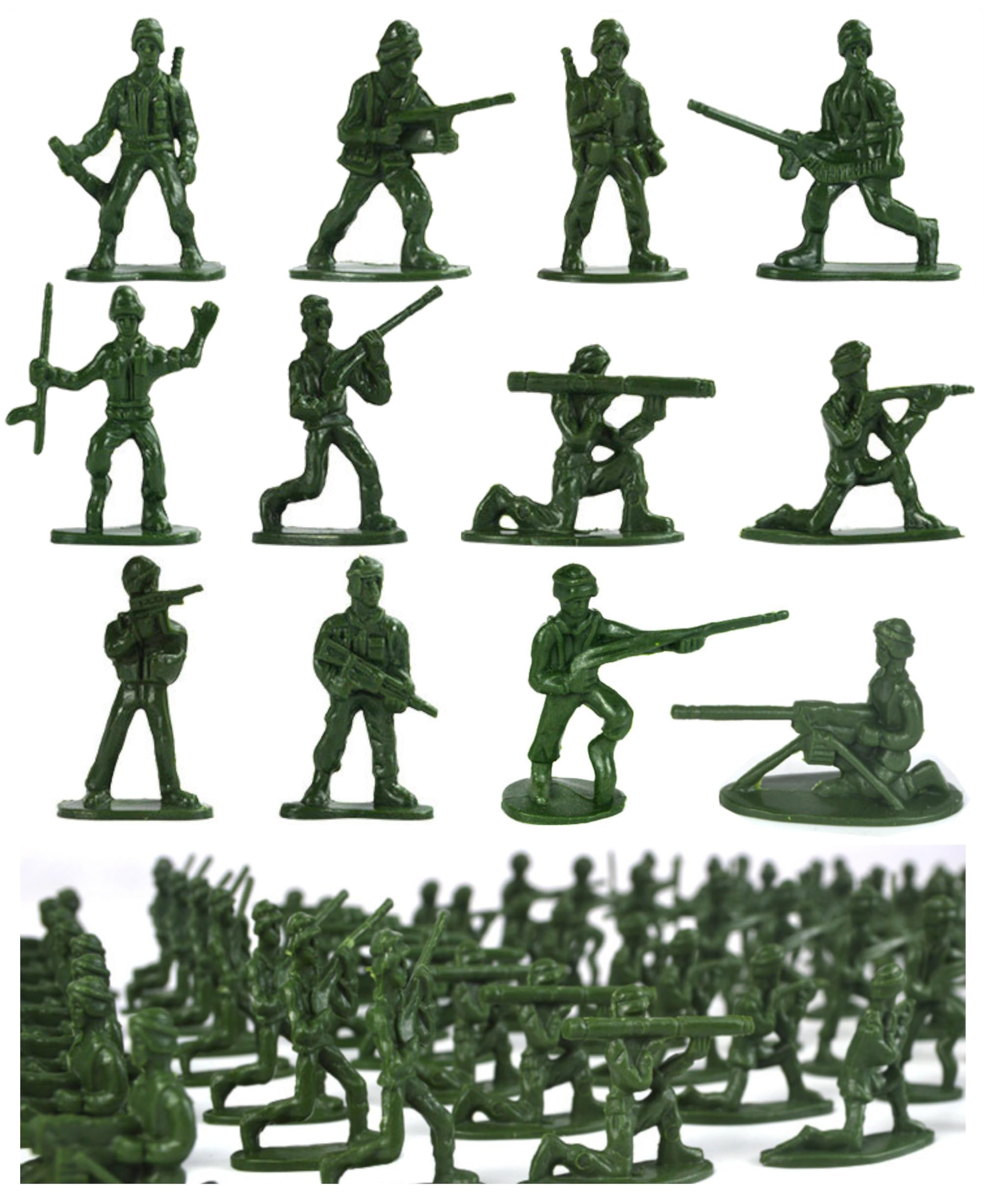 clowin 100 Зеленых Армейских Человечков Солдат Военная Диорама Миниатюрные Фигурки, Игрушки,