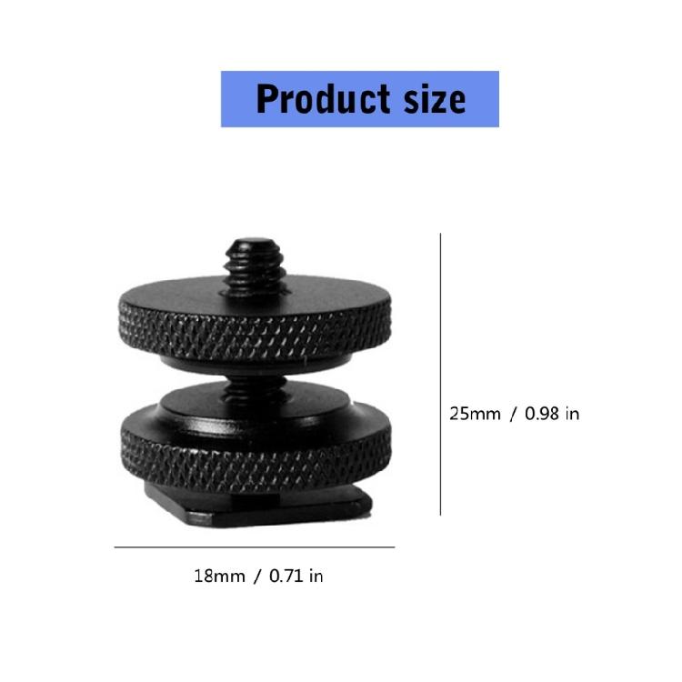 Professional 1/4inch Double Nut Tripod Mount Screw to Flash Camera Hot Shoe Adapter Tripod Mount Adapter Accessories