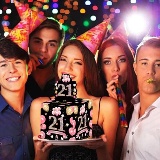 16th 21st Happy Birthday Money Box Surprise Pull Out Money Gift Box Cash Box Set Birthday Gift Money Holder for Kids Boys Girls