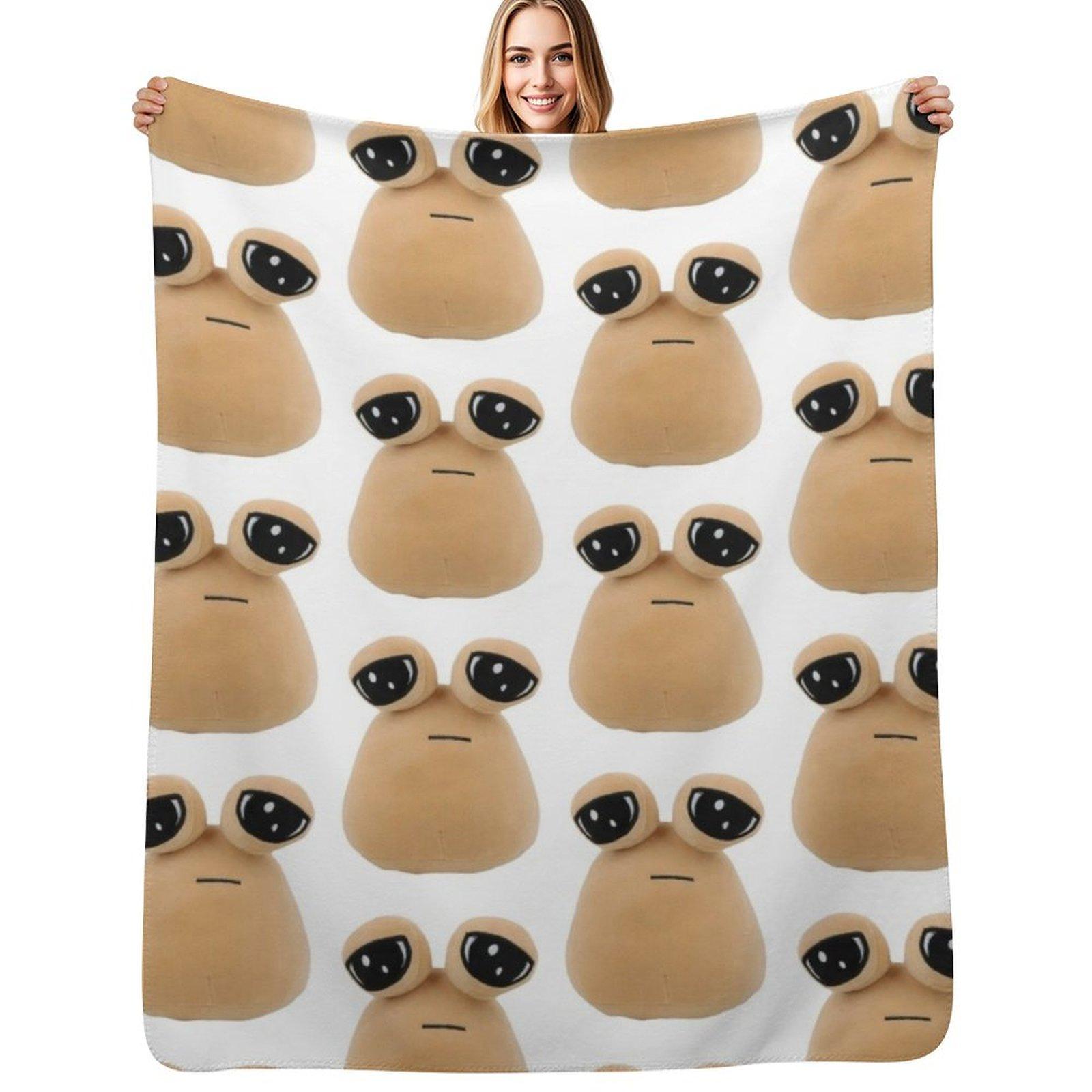 Плюшевое одеяло Pou Мягкое одеяло для пикника, пляжа, кемпинга Size: 75*100cm, Weight: 230 GSM beige