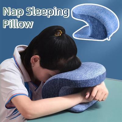 Portable Nap Sleeping Pillow Slow Rebound Lightweight Pillow Cushion Breathable Soft Face Down Desk Pillow Cheek Support