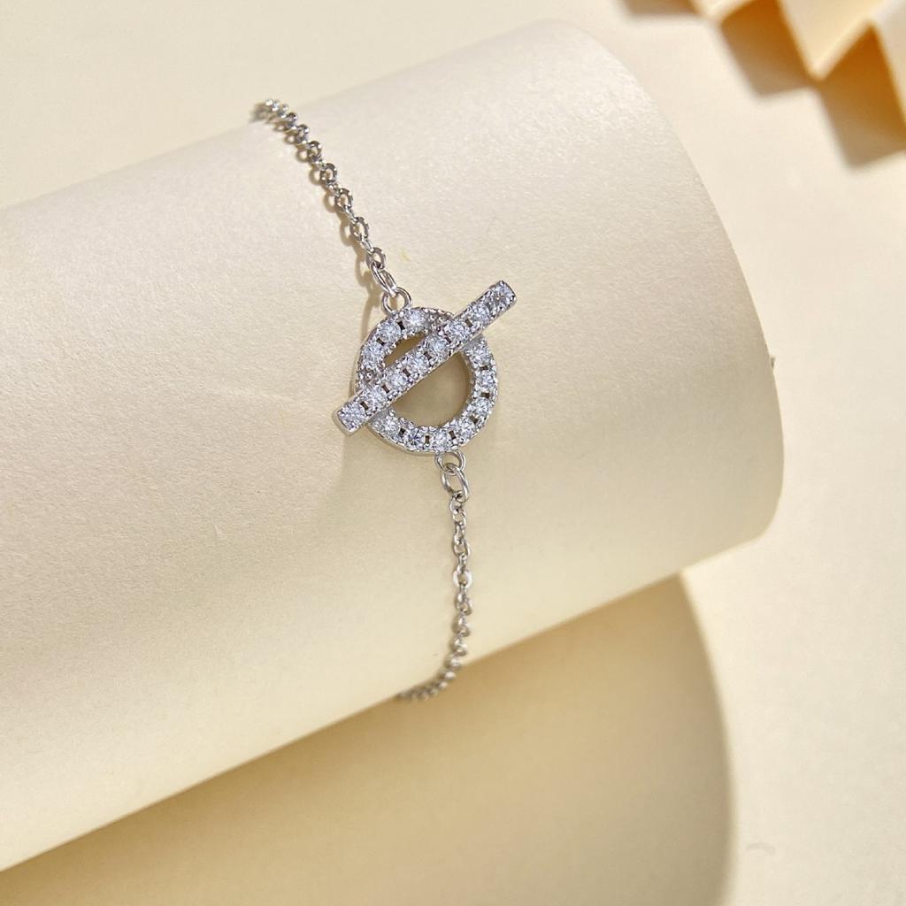 צמיד טמפרמנט פשוט מואסניט חזיר אף כסף סטרלינג S925 לנשים זהב לבן 18 קראט