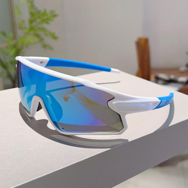 Wrapped Round Sports Goggle Men Mirror Outdoor Protective Cycling Sunglasses Trendy Oversized Windproof Anti-UV Shades