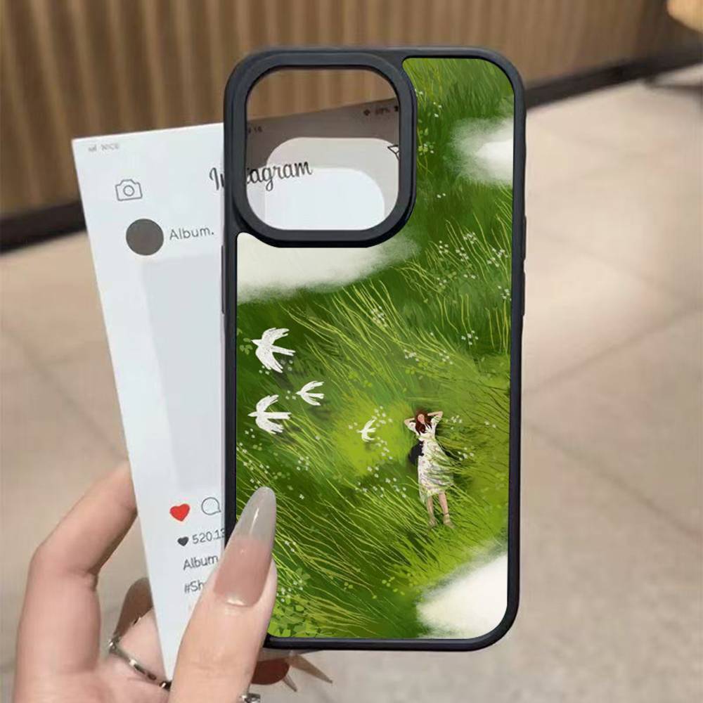 

Мультяшный Газон Пригородный Отдых Для iphone 11 12 13 14 15 Pro Max 17 16 Plus Жесткий PC+TPU Задняя Крышка iPhone 15 pro