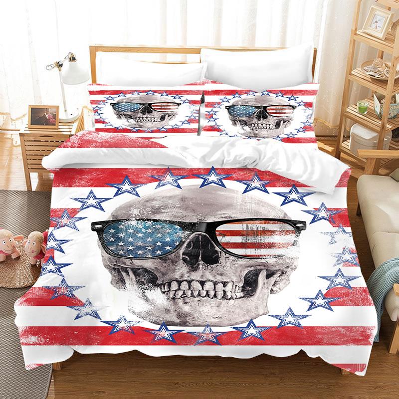 Home Bedding Set Queen King Full Size Twin Skull Print Duvet Cover Adult Duvet Cover and Pillow Cover Bedding