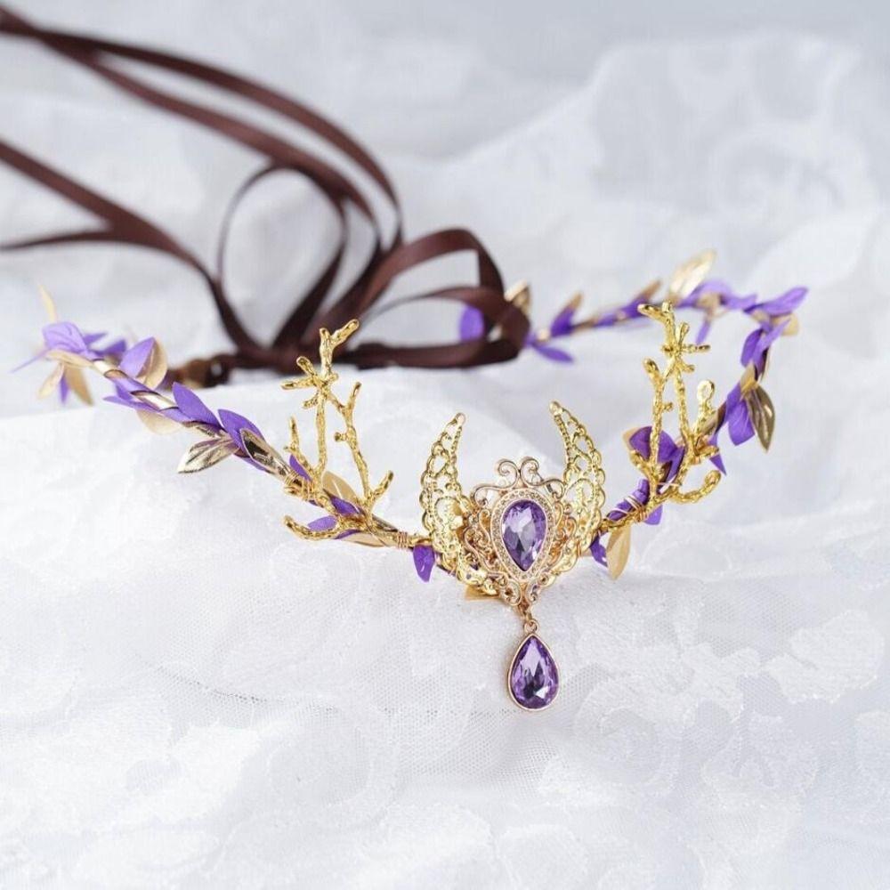 Twig Branch Design Elven Crown Rhinestone Decorated Fairy Headpiece Elf Tiara Festival Wear