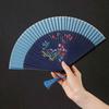 Chinese Style Flower Folding Fan with Tassels Vintage Portable Hand Fan Wedding Dance Party Decorative Handheld Fan Travel Accessory