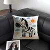 Cute Zebra Cushion Cover Natural Linen Organic Fabric DoubleSided Printing Sofa Home Decor Gift Pillow Case