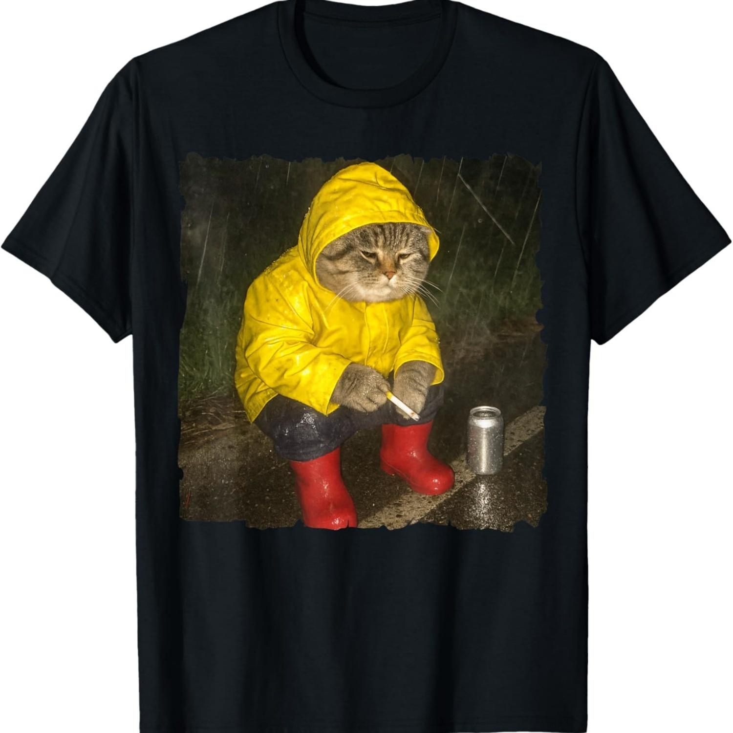 Funny Cigarette Kitten Smoking Cat Meme Graphic Cat Lover T-Shirt S
