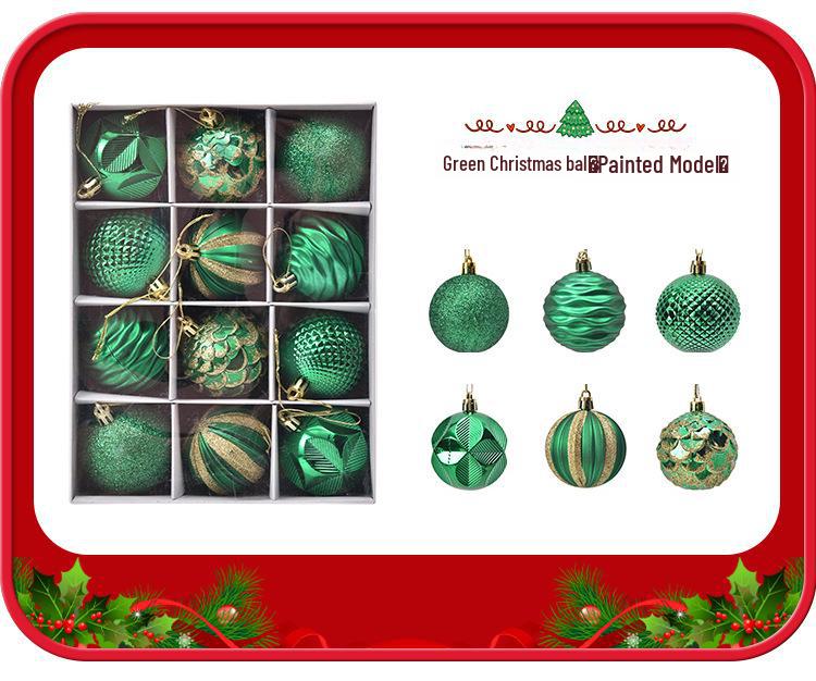 12pc Painted Christmas Ball Set - 6cm Ornaments for Tree & Holiday Decor