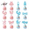 First Birthday Cake Decor 12Pcs Boy Girl Toppers, Baby Themed Cupcake Picks with Glittering Theme Party Supplies Bottle, Stroller, Bow, Suit, Glitter