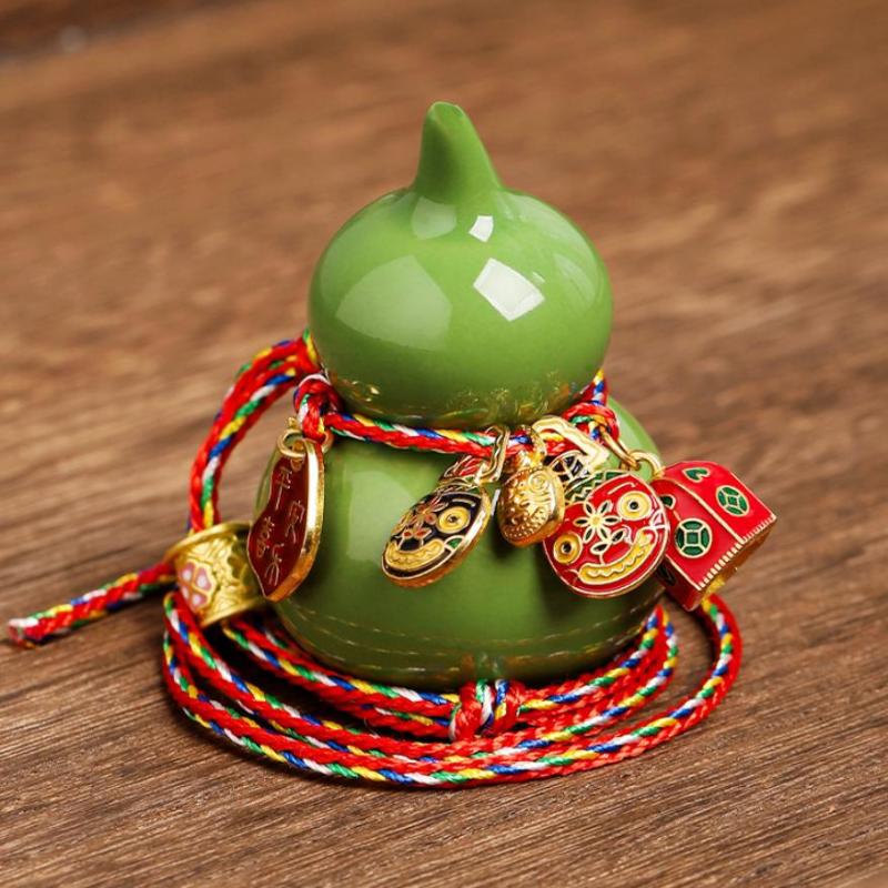 Mini Colorful Ceramic Gourd Lucky Home Decor Handmade Ornament for Prosperity