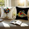 RRubiksES Cube Cushion Cover Pillowcase Antidustmite Invisible Zipper Short Plush Sofa Cushion