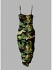 Summer Cool Spaghetti Strap Long Dress - Abstract Camouflage Print, Stylish Streetwear
