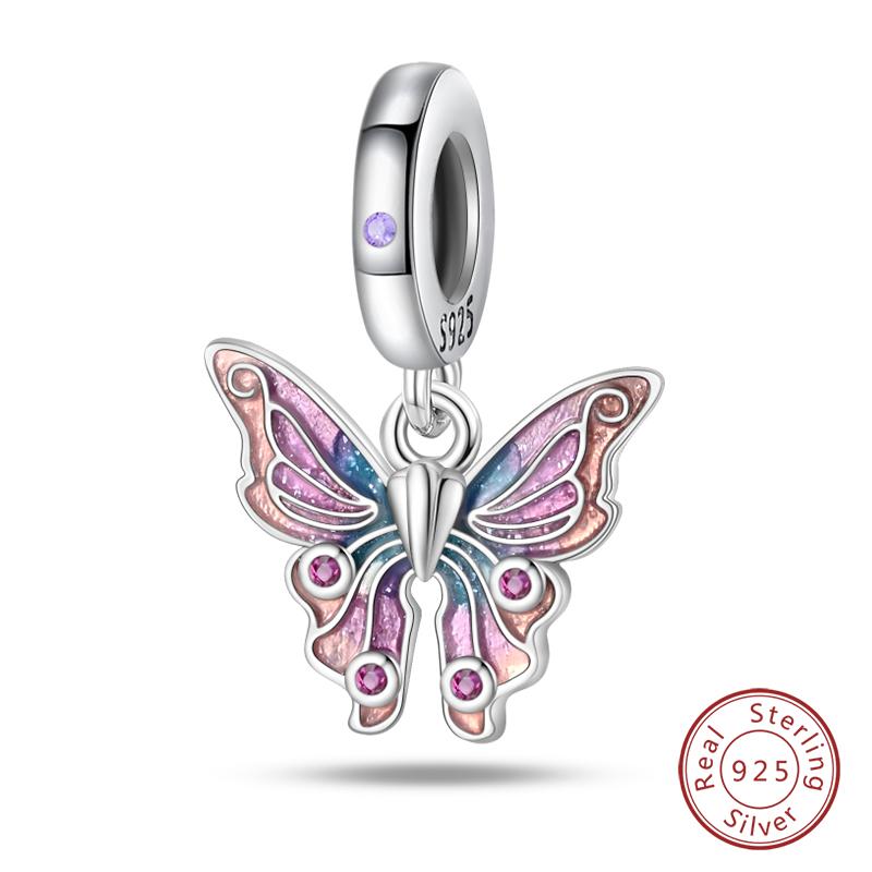 Sweet Romantic Princess Charms S925 Silver Pink Dress Lipstick High Heels Perfume Beads 3mm DIY Fine Jewelry Accessories