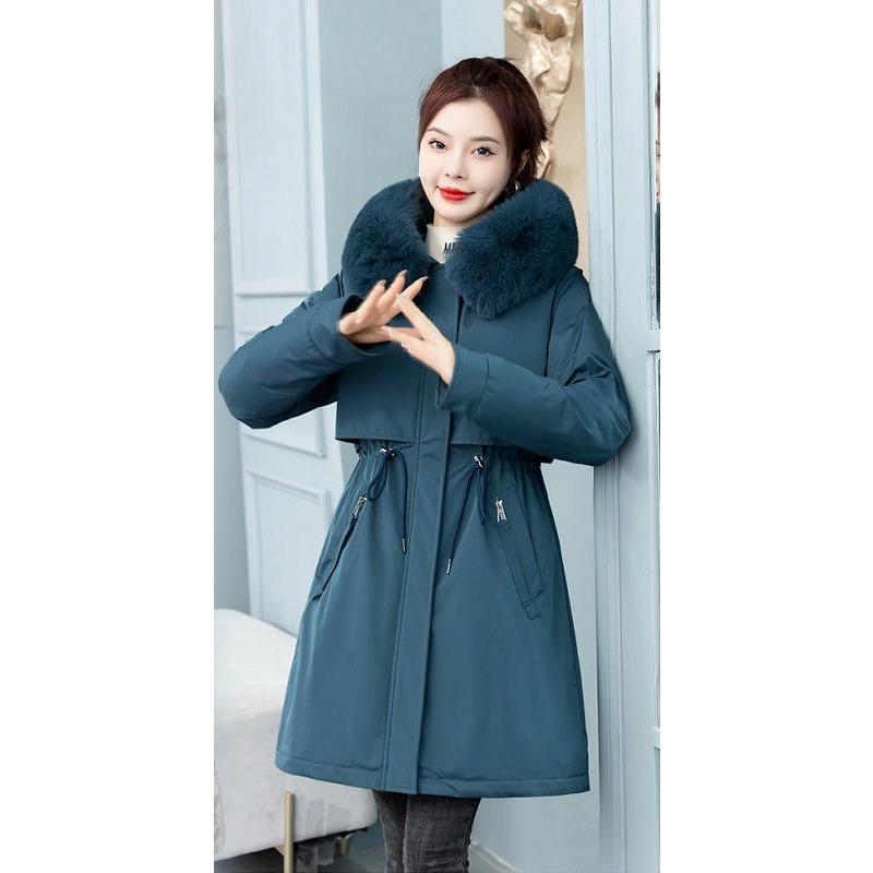 Plush Parker Down Jacket for Women, New Winter Thickened Cotton Coat for Small People, Workwear Cotton Jacket