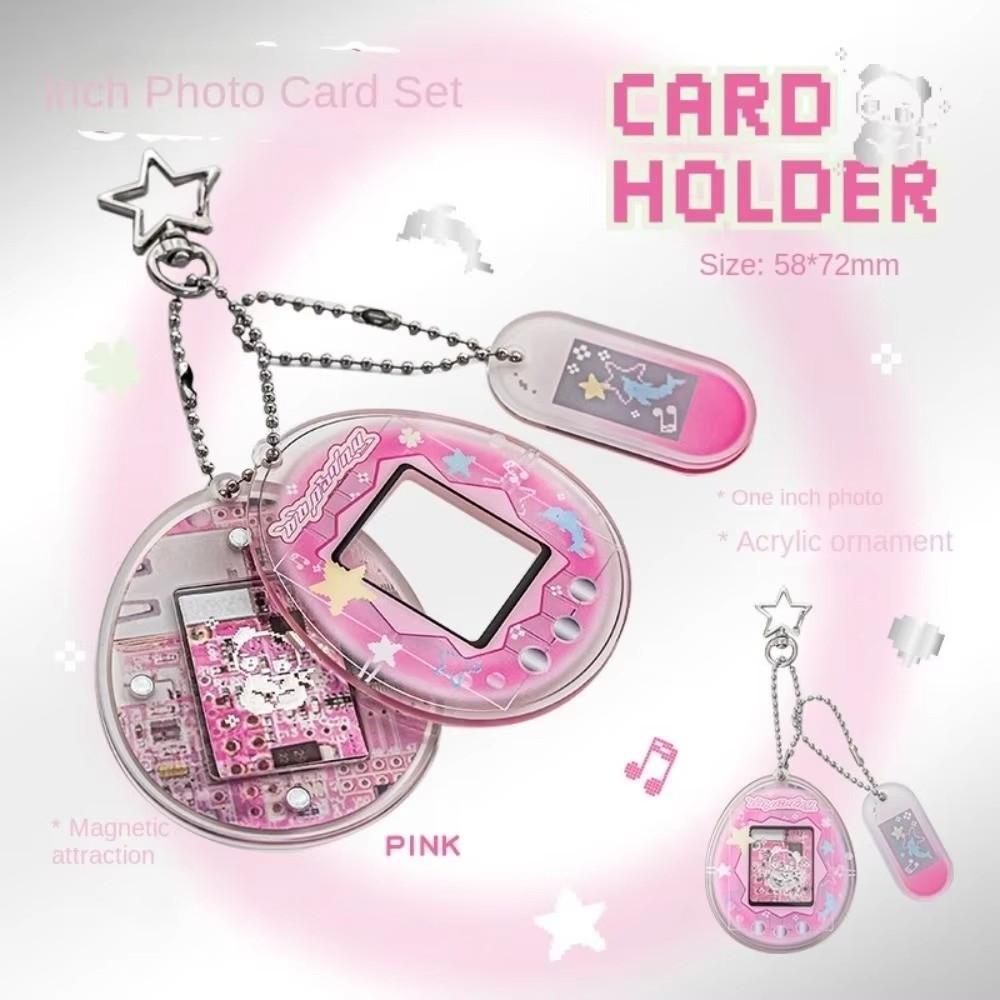 Retro Photocard Holder 1 Inch Card Display Case Stylish Acrylic Keychain For Collectors