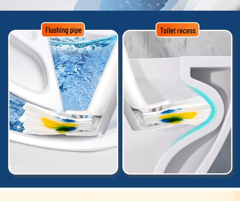 Flushable Japanese Toilet Brush with Dissolvable Head & Built-in Cleaner - Wall-Mounted Home Essential