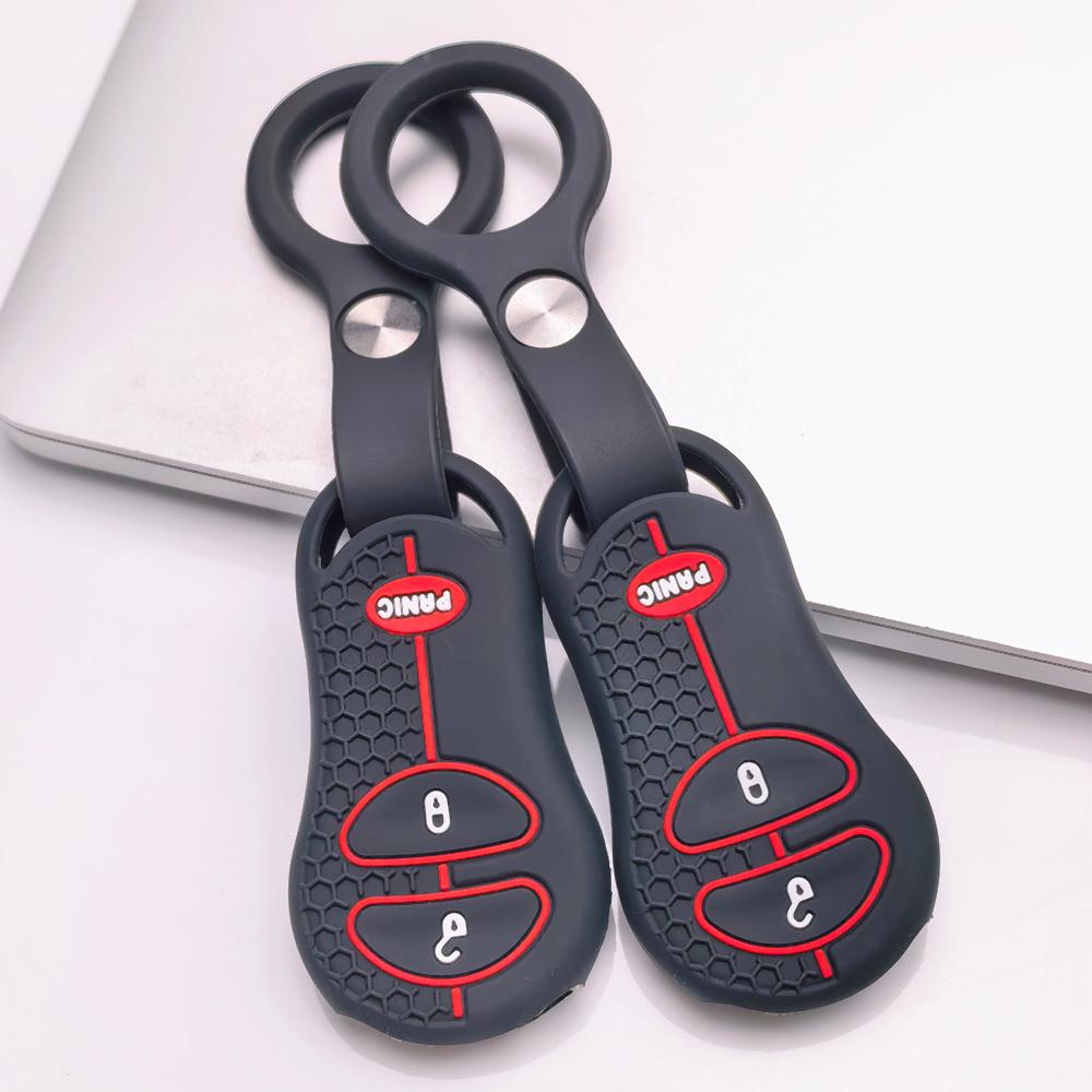 Key Fob Cover for Jeep Cherokee Durango Grand Liberty Dakota Caravan with Keychain Anti-Scratch Surface Shockproof Structure Soft Grip Texture