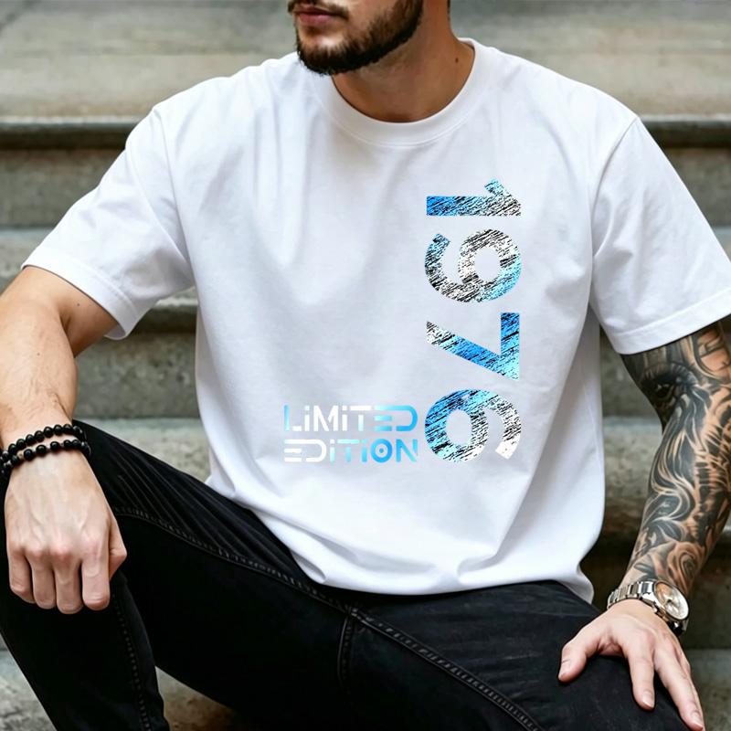 Unisex Vertical Gradient Blue 1976 Graphic T Shirt Retro Limited Edition Birthday Daily Streetwear Top