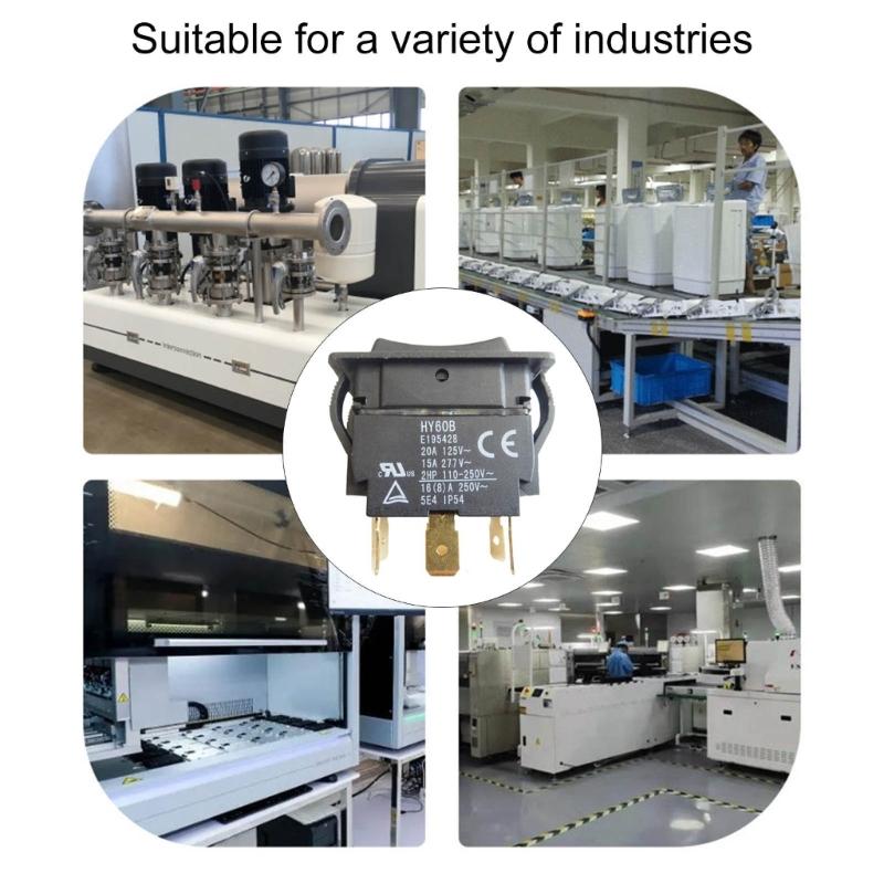 Multiple Use 6 Pin Rocker Switches Push Button Switches 6 Terminals Switches HY60B for Controlling Industrial Machines