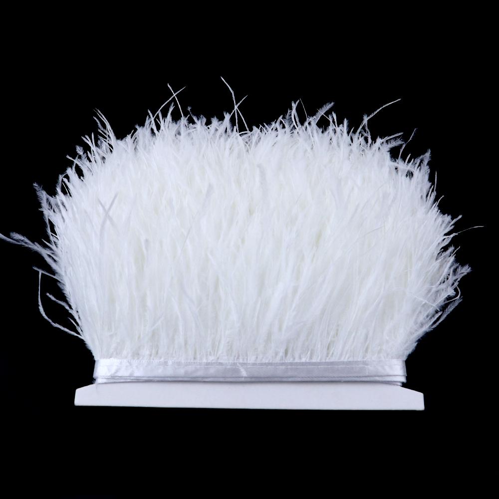 1Meter Colorful Real Ostrich Feather Trims Ribbon 8-10cm White Plumes for Party Dress Clothing Decoration Sewing Feathers Crafts