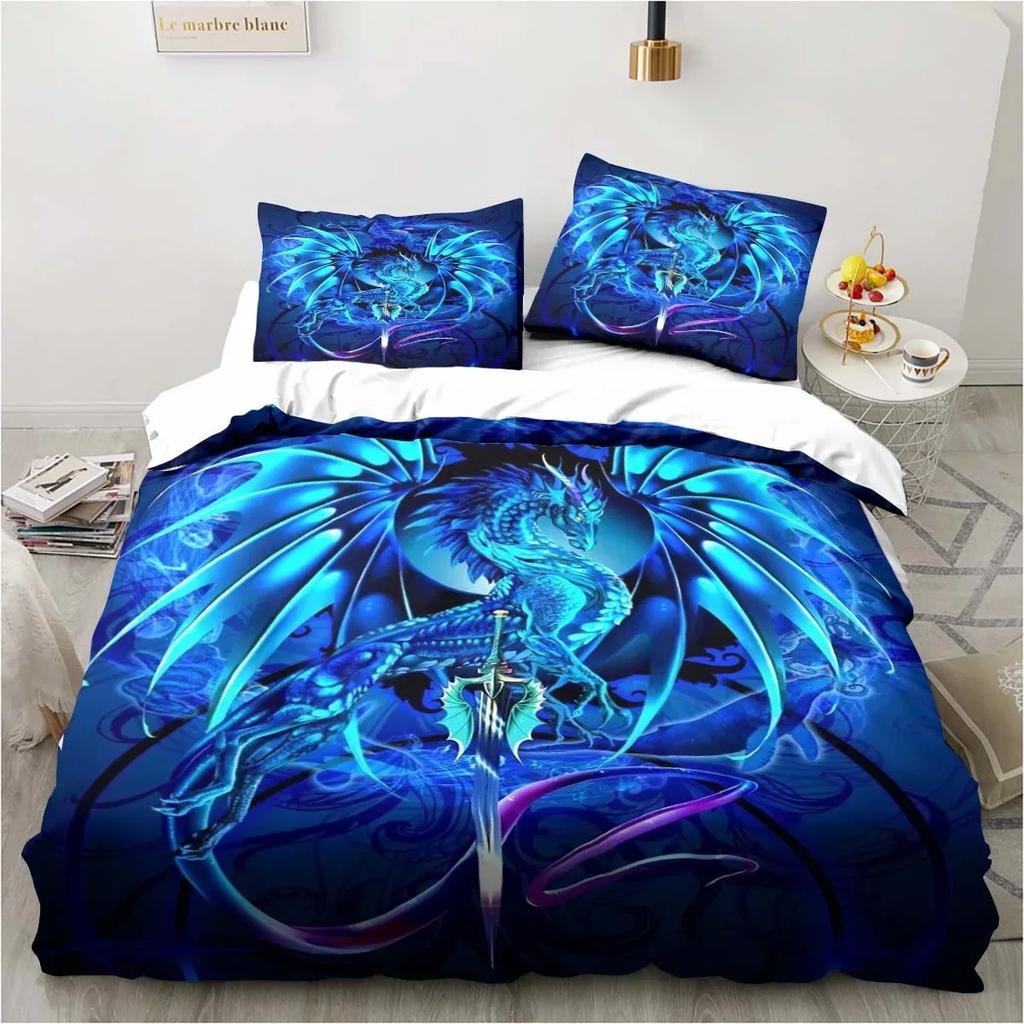 Drachen Halloween Magische Welt Geschenk Bequeme Bettdecke Bettbezug Kissenbezug Bettwäsche-Set Kinder Schlafzimmer Dekoration Heimtextilien