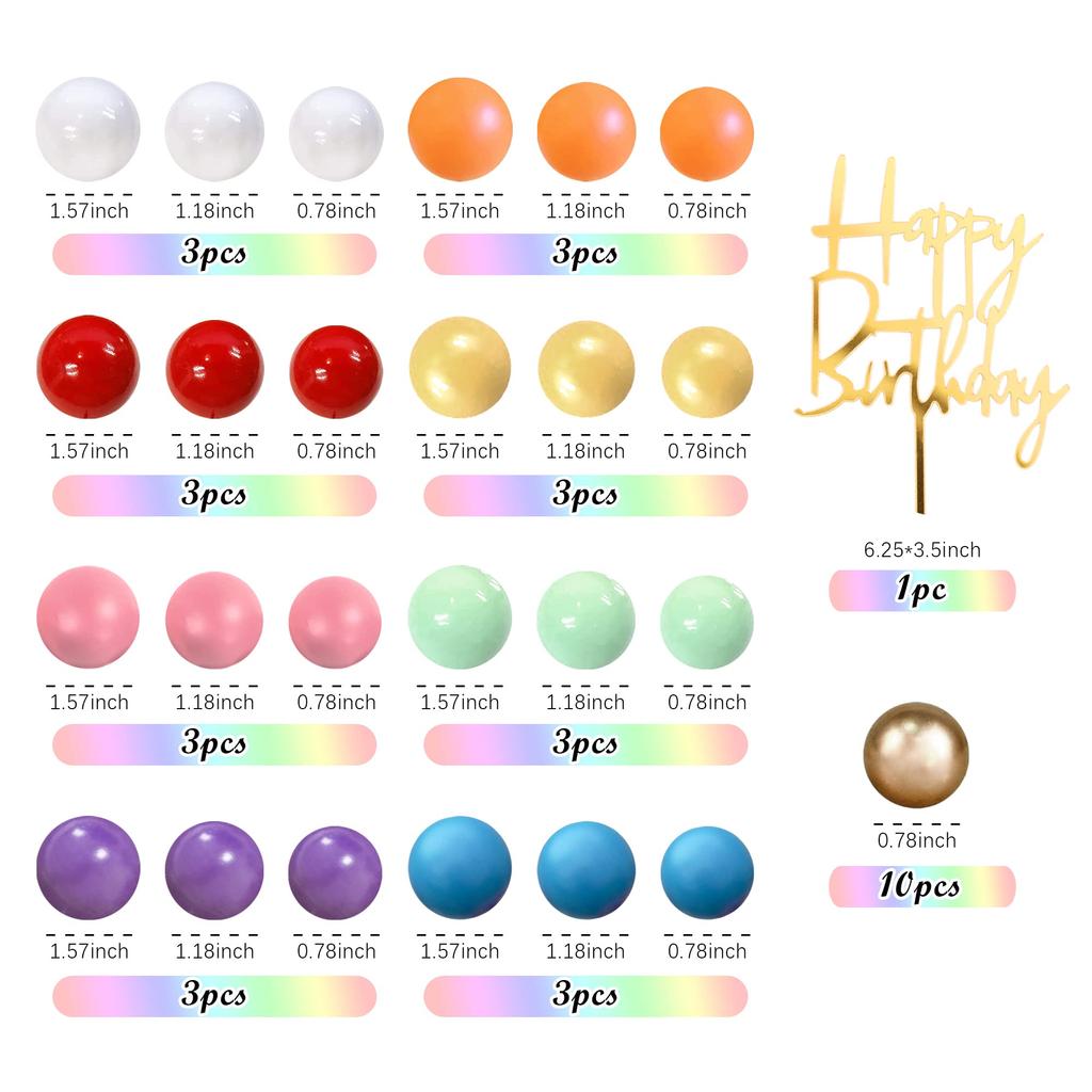 35 Stück Regenbogen-Kuchenaufsatz 9 Farben Kugeln Kuchendekorationen DIY Kuchenstecker für Geburtstagsfeier Hochzeit Babyparty Zubehör