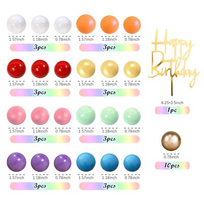 35pcs Rainbow Cake Topper 9 Colors Balls Cake Decorations DIY Cake Insert for Birthday Party Wedding Baby Shower Supplies