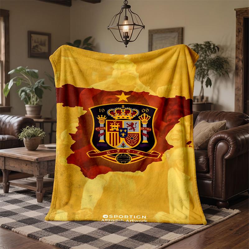 Spain National Football Team Print Flannel Blanket Soft Warm Sofa Bed Throw Blanket For Home Office Bedroom