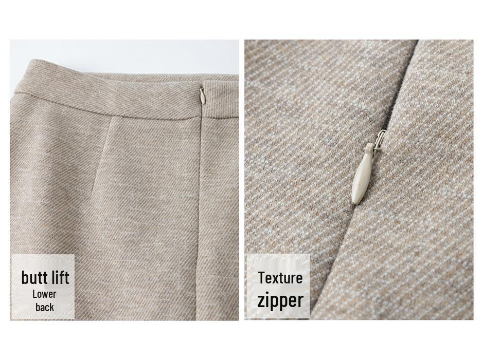 Woolen High-Waist A-line Midi Skirt for Women - Spring/Autumn 2025 Collection