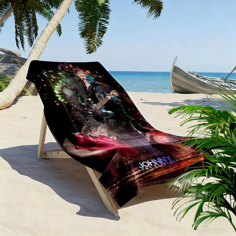 Rhythm: Johnny's Electric Night Beach Towel Beach Beach Towel for Vacation Photos Absorbent Bath Towel Quick-drying Swim Towel Seaside