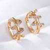 Trendy  Rose Gold Color Hoop Earrings For Women Unique Geometry Shiny Natural Zircon Accessories Daily Fine Jewelry