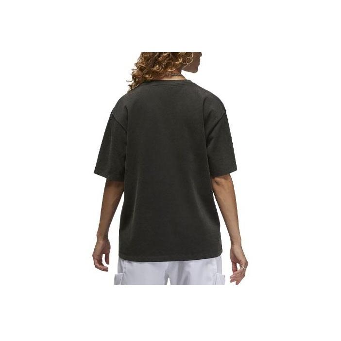 Jordan Heritage Logo Graphic Print Loose Short Sleeve T-Shirt Women Tops Black FB5137-010