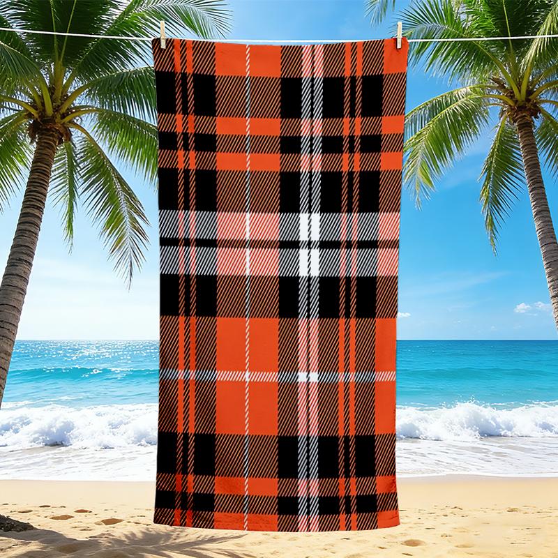 1Pc Autumnal Plaid Beach Towel, Quick Dry, Multi-Use for Beach Pool Gym Yoga Home Travel, Christmas, Halloween, Xmas Gift S929190