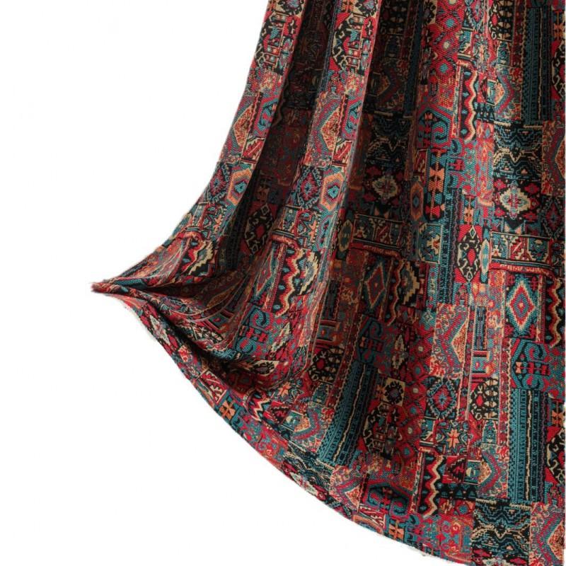 Geometric Jacquard Curtain Semi-Sheer Kitchen Balcony Window Drapes Hook Rod Pocket Ready