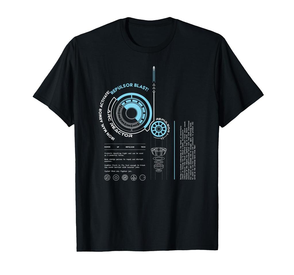 Marvel Avengers Iron Man Armor ARC Reactor Data Readout T-Shirt