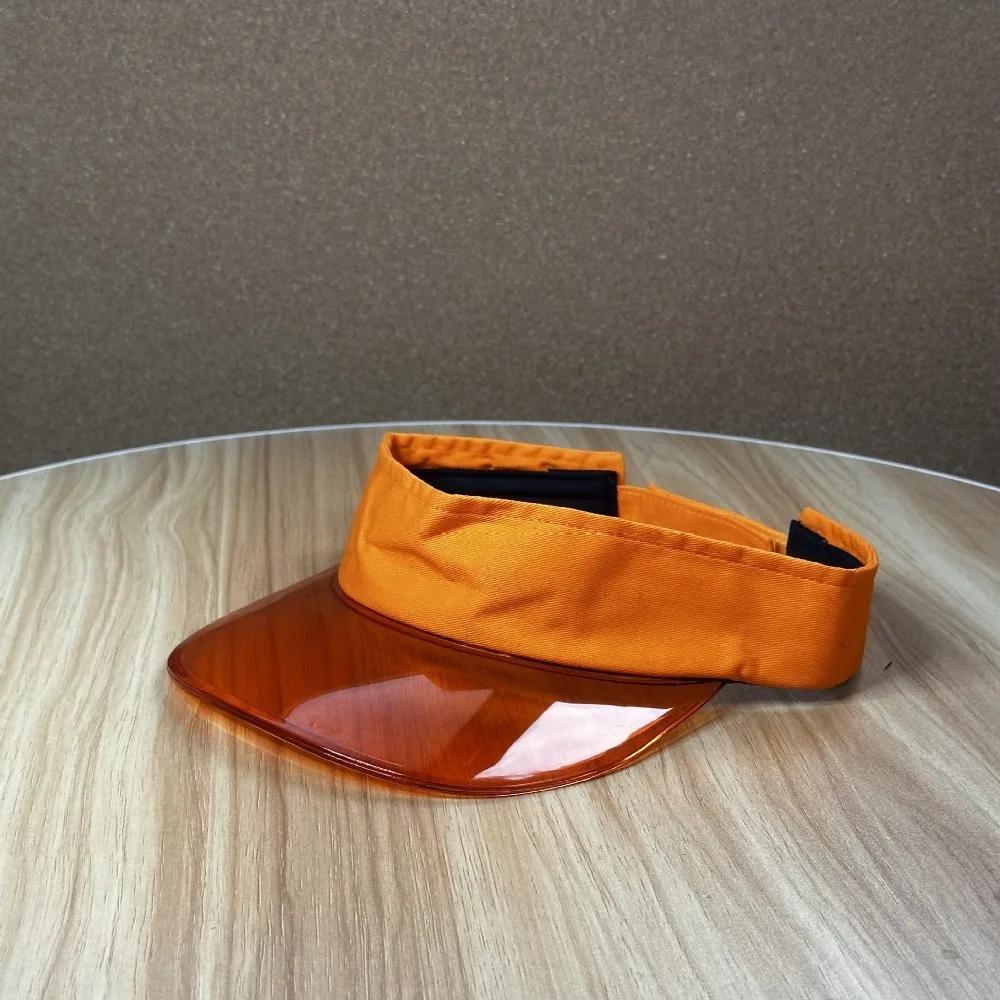 Fashion UV Protection Leopard Print Visor Cap Sunscreen Solid Color Transparent Hollow Hat Adjustable Cool Sun Hat Hiking