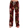 Ladies' Loose And Casual Christmas Printed Wide Leg Pants With Elastic Waistband Drawstring And Pocket Pants