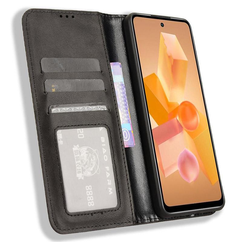 

For Infinix Hot 40i X6528B Retro Leather Phone Case Phone Stand Wallet Cover Blue
