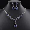 Square Simple Rhinestone Water Drop Jewelry Set, Banquet Wedding Elegant Temperament Accessories Necklace