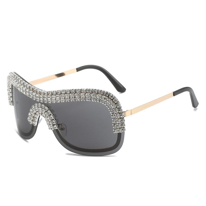 Premium Y2K Vintage Punk Diamond Rimless Sunglasses ladies Sun Glasses  Designer Trend Fashion Luxury Crystal Rhineston Metal Shades