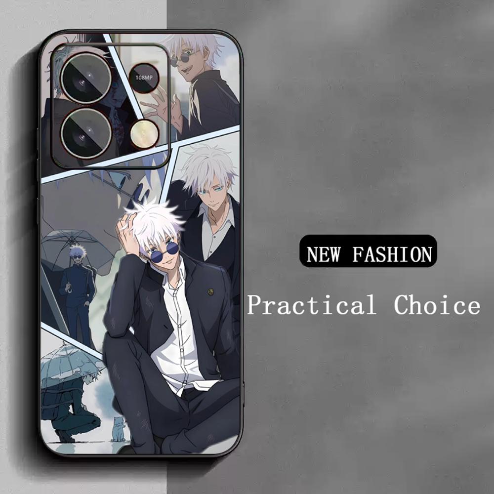 Satoru Gojo Hot Anime Man Poster Phone Case For Redmi Note 14 13 12 11 Pro Plus S 5G 14C A3 Soft Black Phone Cover