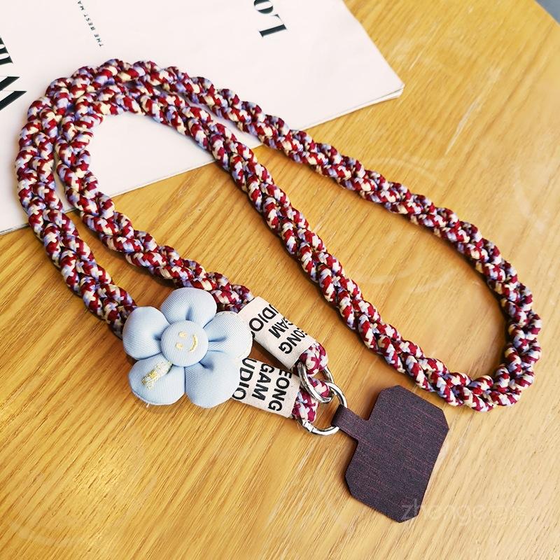 

Crossbody sunflower three-strand ponytail mobile phone lanyard ins back rope fashionable small fresh outdoor mountaineering strong [dark red khaki]